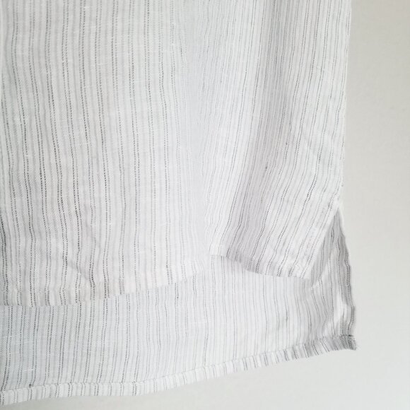 James Perse 100% Linen Striped Short Cap Sleeve Button Up Shirt White 0 XS $185 - Picture 10 of 16